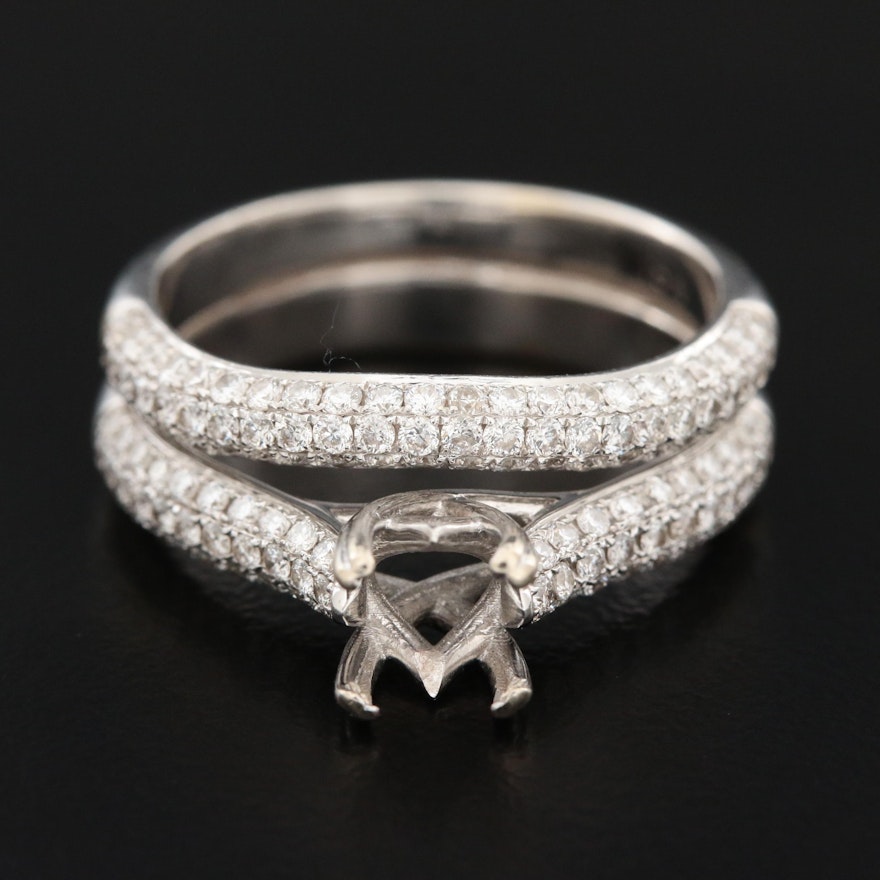 18K White Gold Diamond Semi-Mount Ring