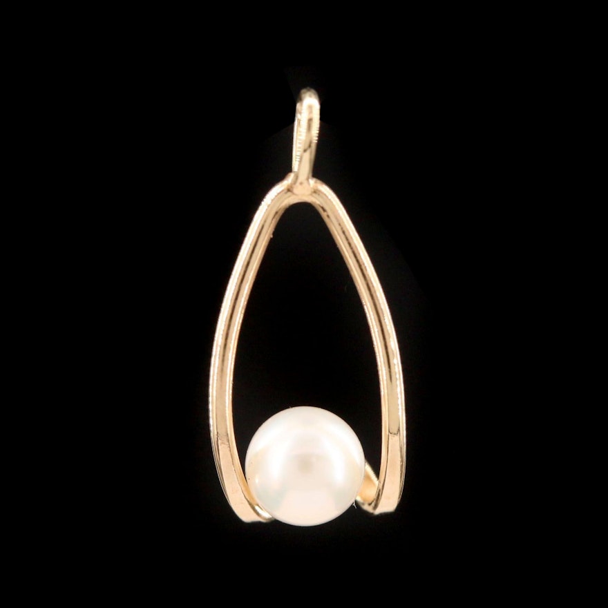 14K Yellow Gold Cultured Pearl Pendant