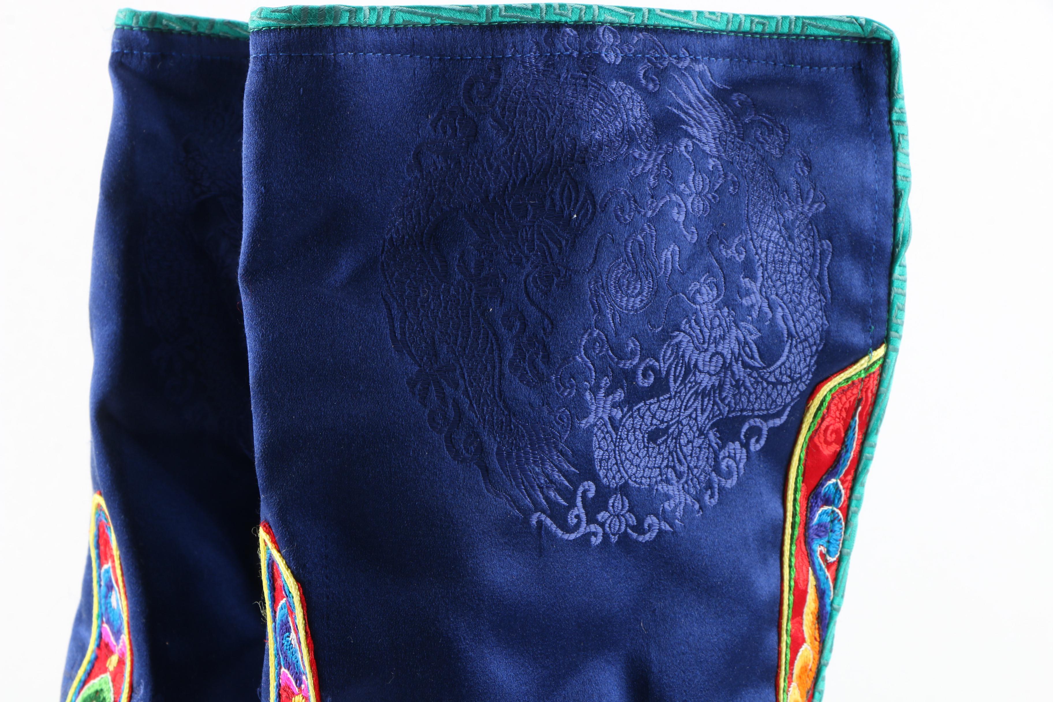 Bhutanese Embroidered Silk Tshog Lhan Boots