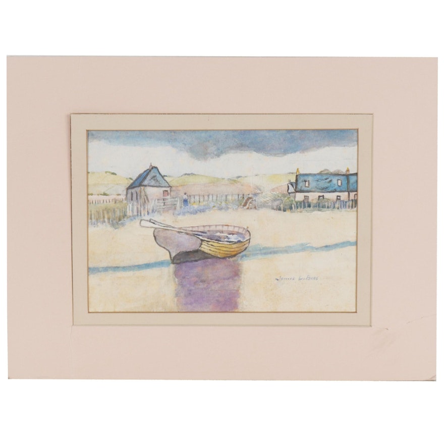 James L. Begg Watercolor Painting of a Rowboat