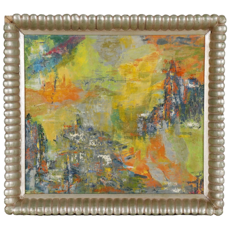 Abstract Expressionist Style Oil Painting, Late 20th Century