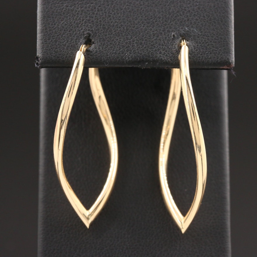 14K Yellow Gold Elongated Earrings