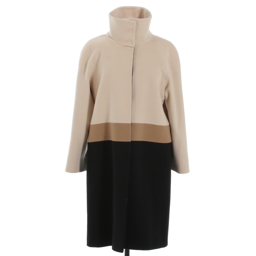 Fleurette Loro Piana & C. Color Block Wool Coat