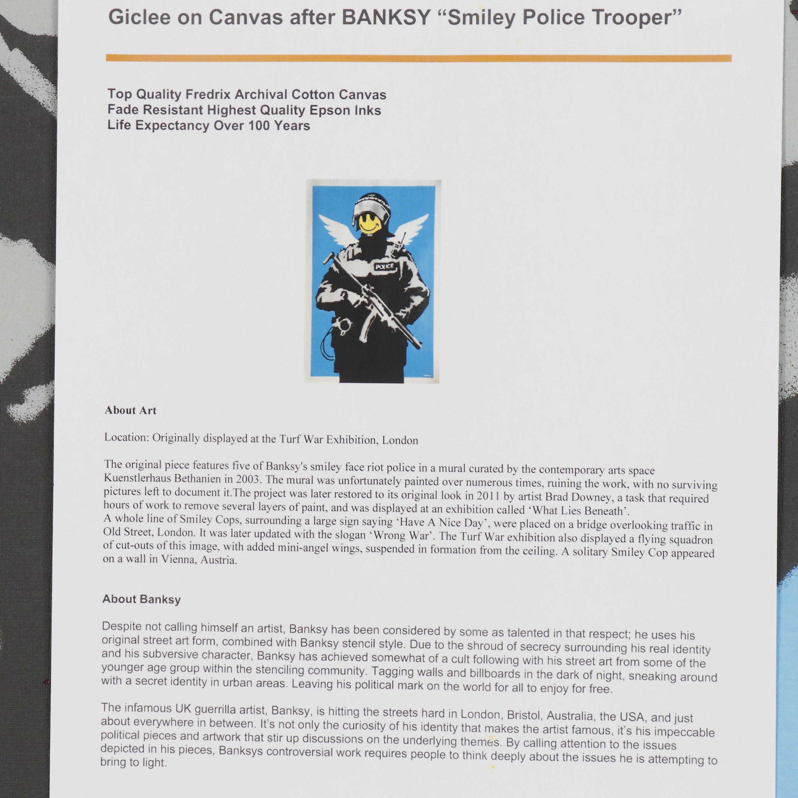 Giclée after Banksy "Smiley Police Trooper"