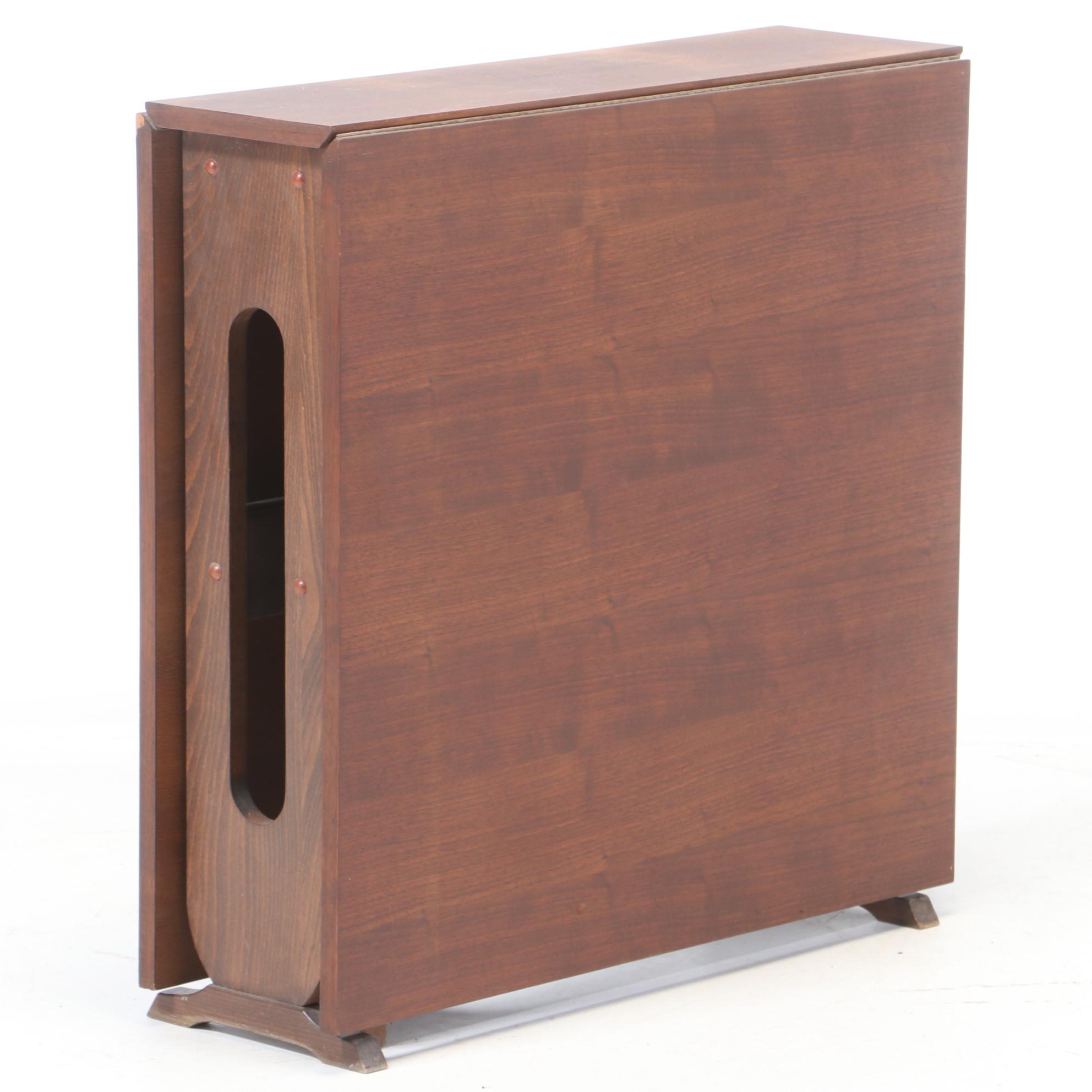 Mid Century Modern Narrow Drop-Leaf Dining Table