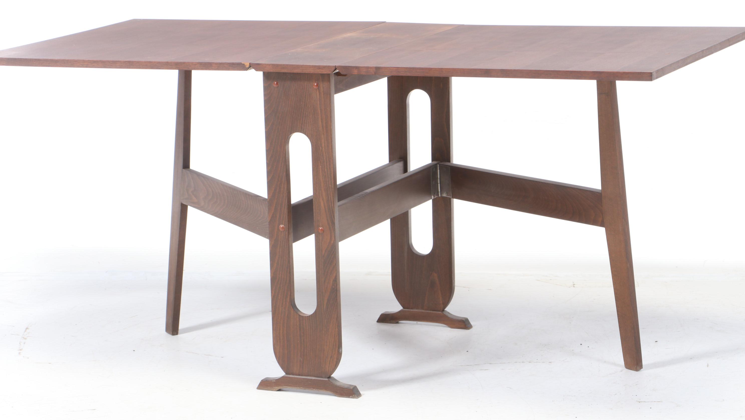 Mid Century Modern Narrow Drop-Leaf Dining Table