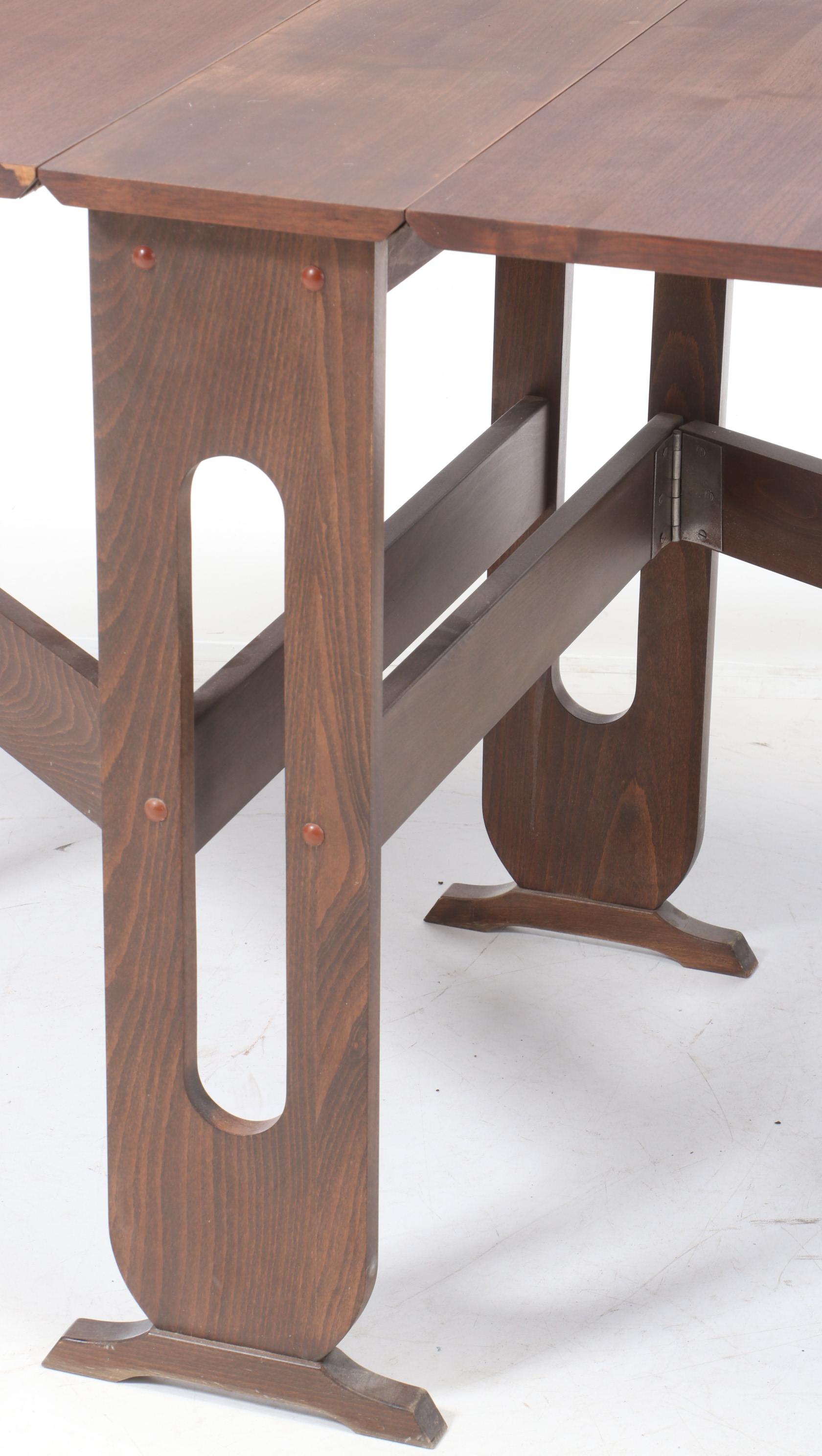 Mid Century Modern Narrow Drop-Leaf Dining Table