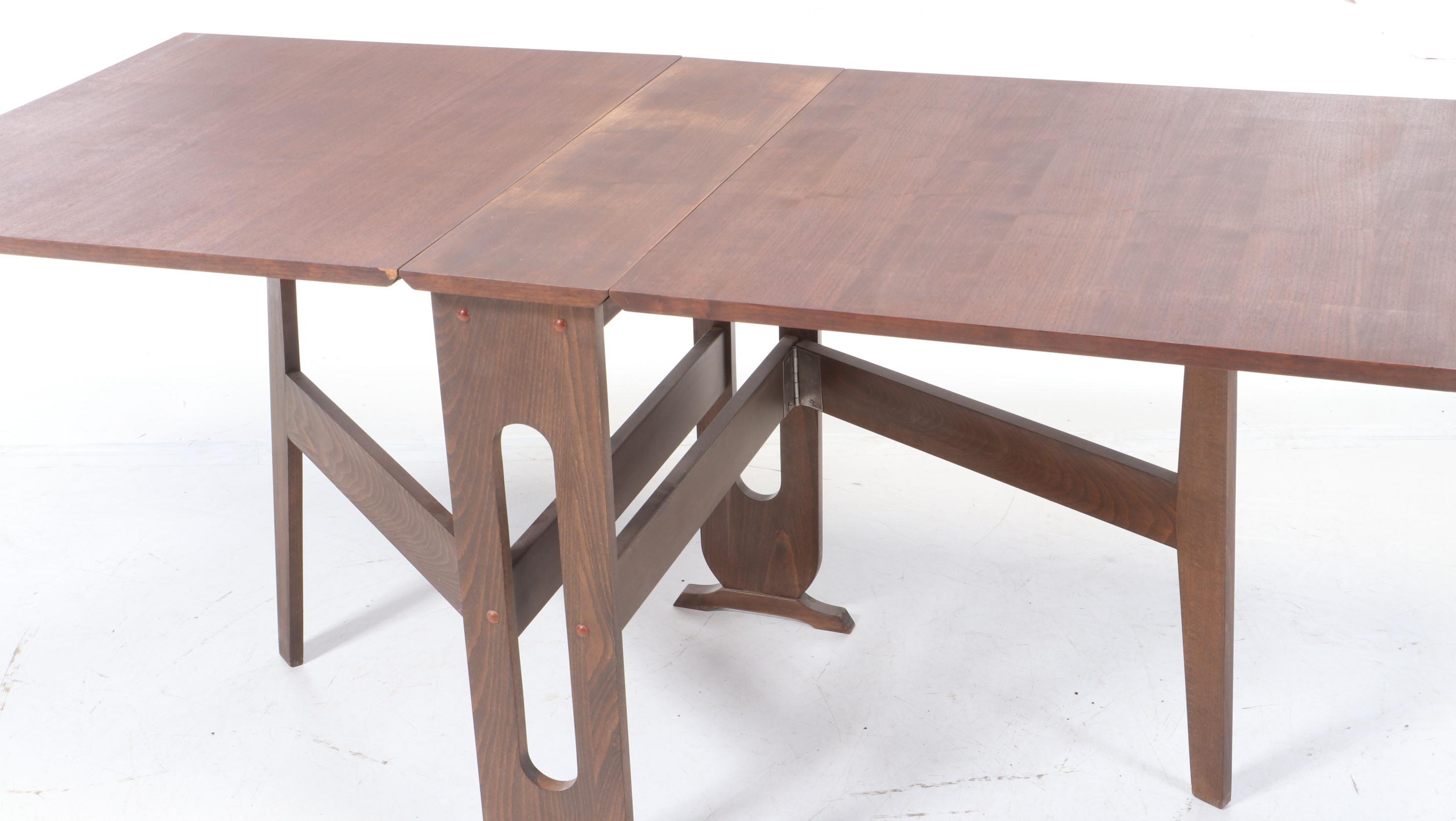 Mid Century Modern Narrow Drop-Leaf Dining Table