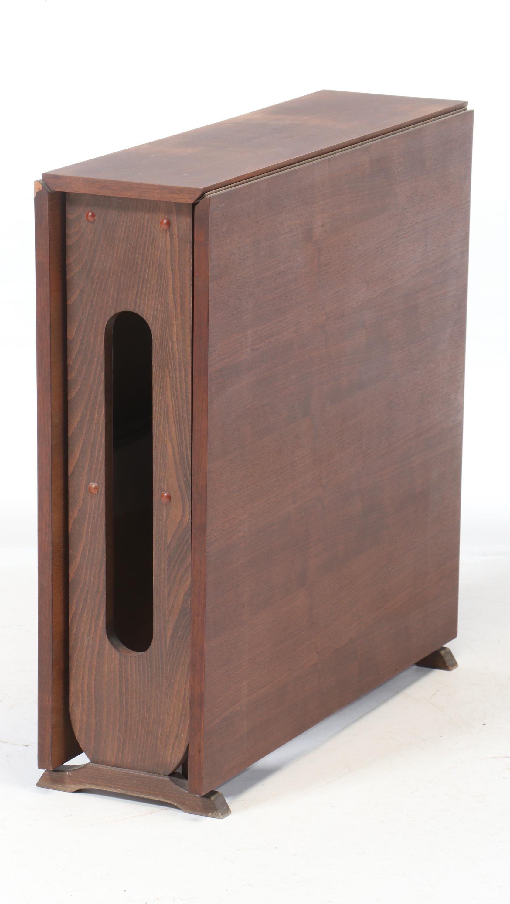 Mid Century Modern Narrow Drop-Leaf Dining Table