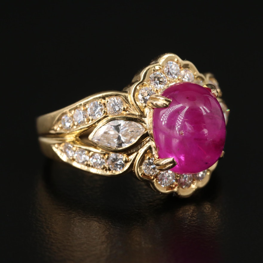 18K 4.28 CT Ruby and 1.17 CTW Diamond Ring