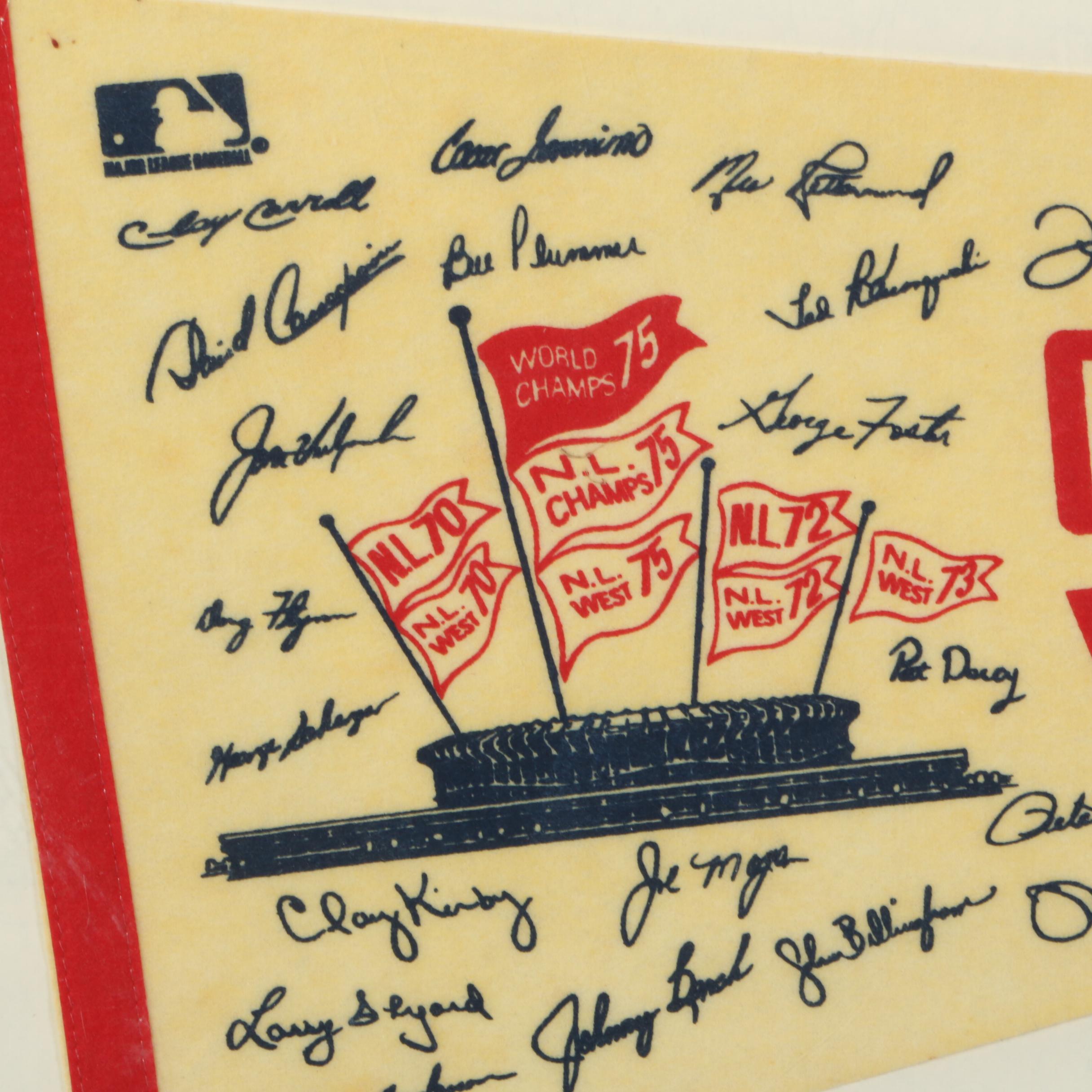 Cincinnati Reds '75 Pennant, '76 Red Bat with Other Baseball Collectibles