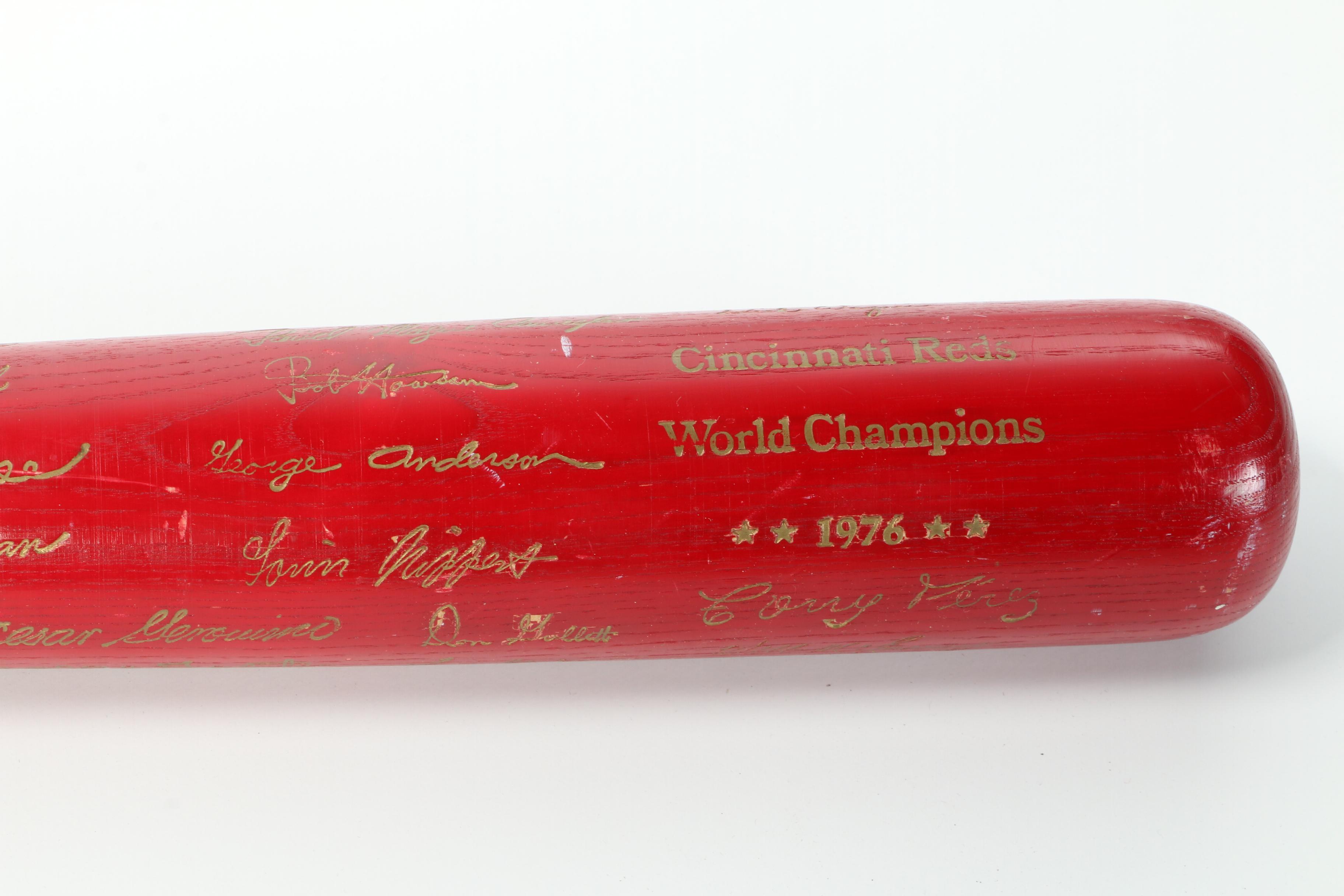 Cincinnati Reds '75 Pennant, '76 Red Bat with Other Baseball Collectibles