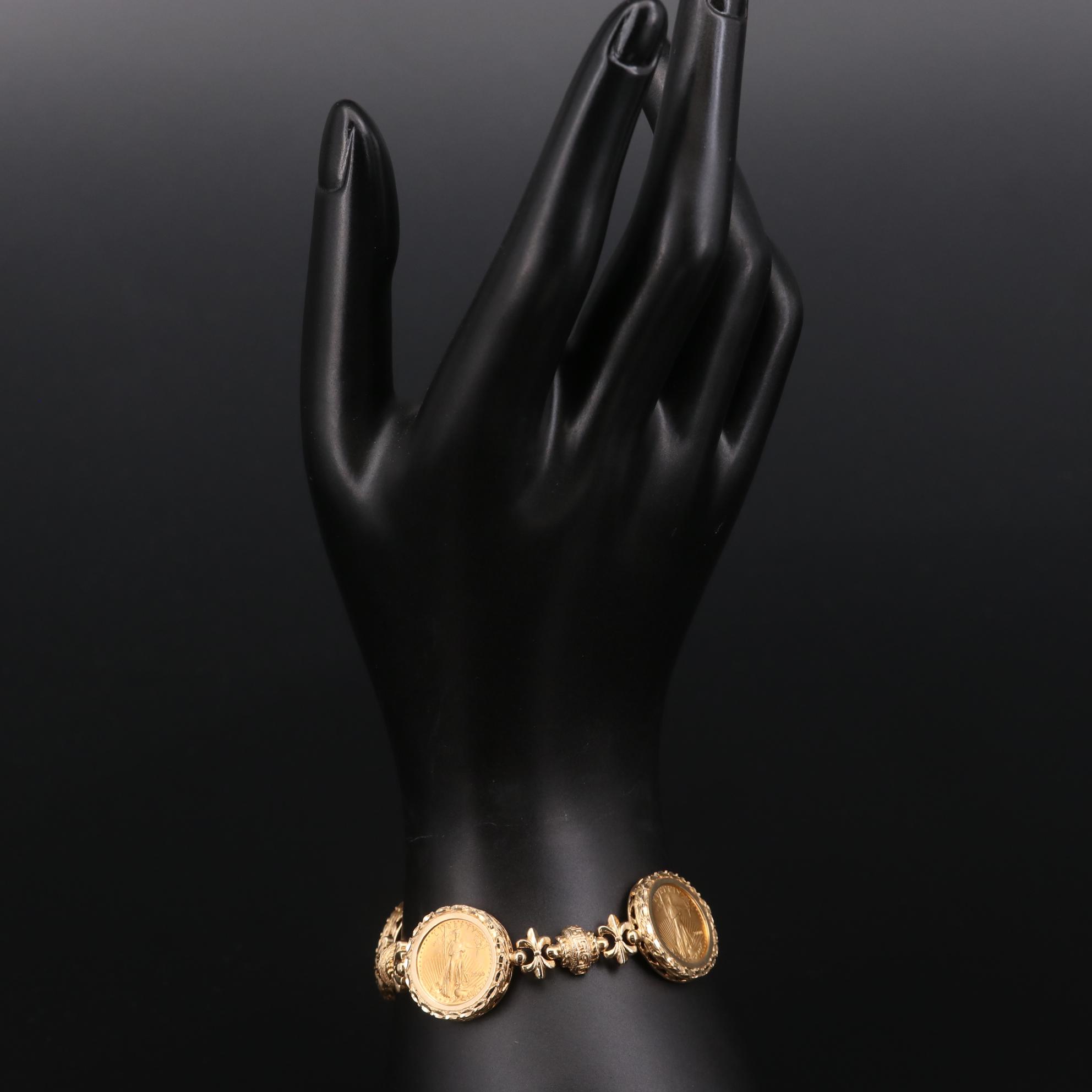 14K Yellow Gold Bracelet Featuring Gold Eagle Bullion Coins