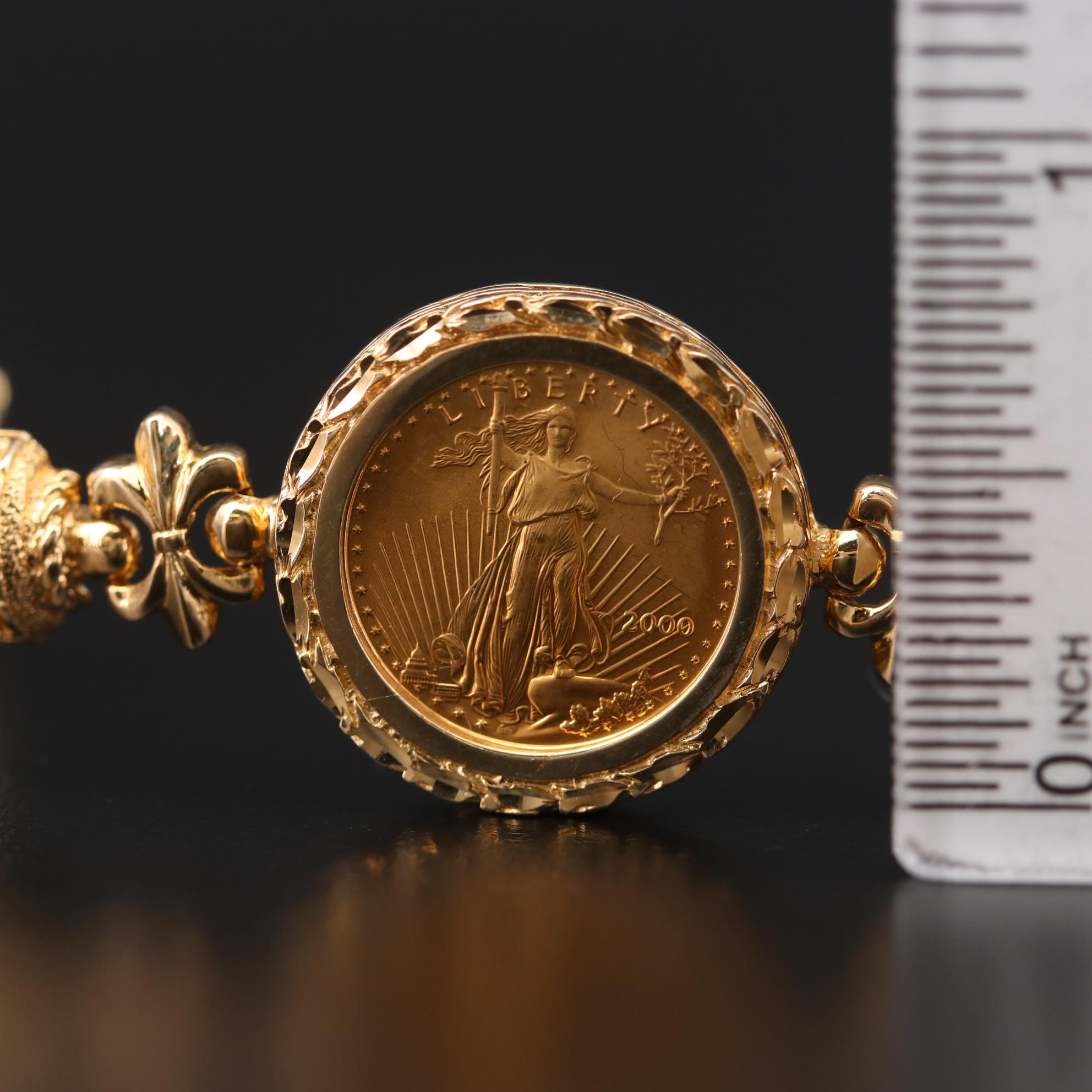14K Yellow Gold Bracelet Featuring Gold Eagle Bullion Coins