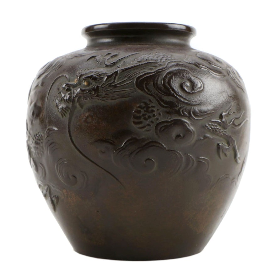 Japanese Style Cast Metal Vase