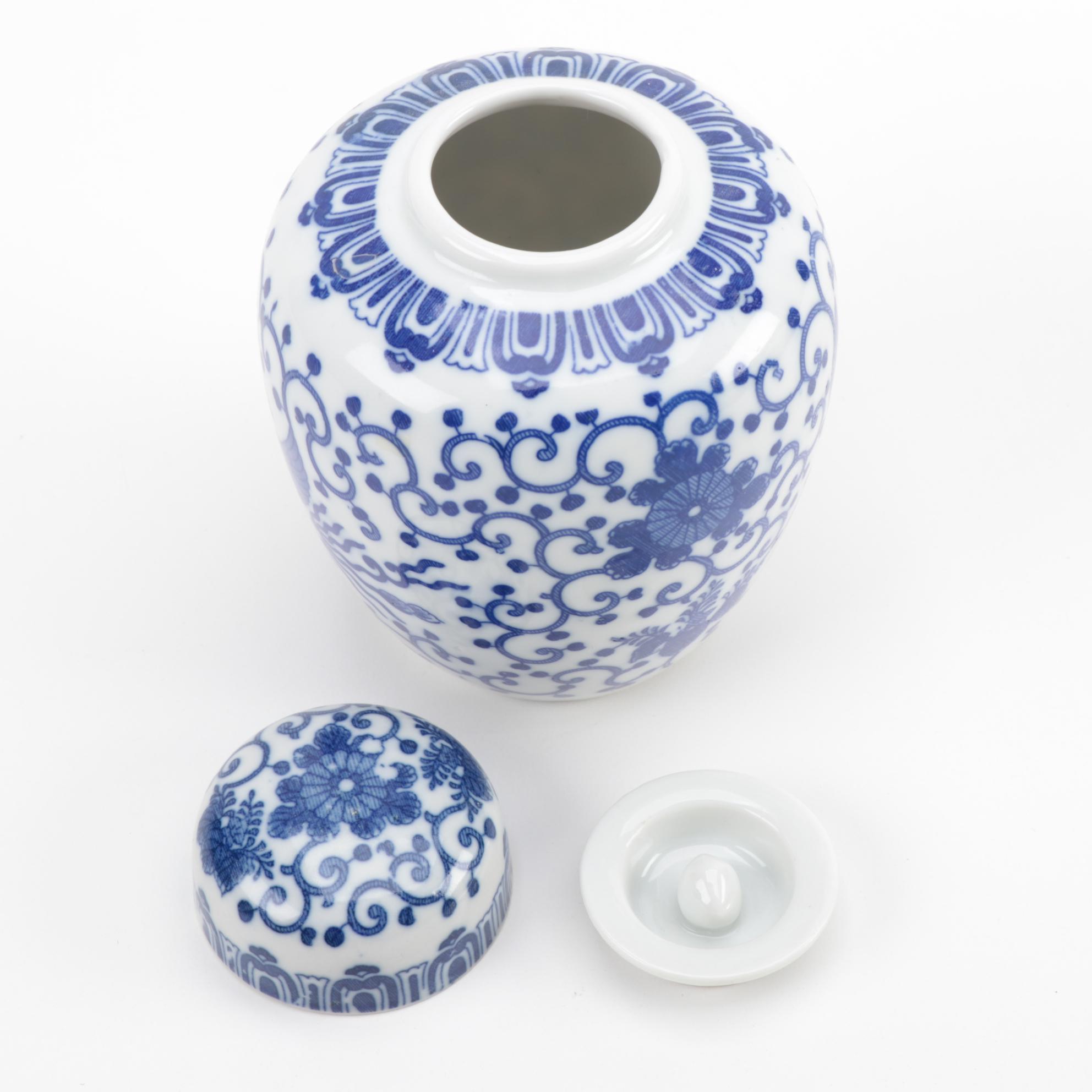 Chinese Blue and White Porcelain Vessels and Japanese Teapot