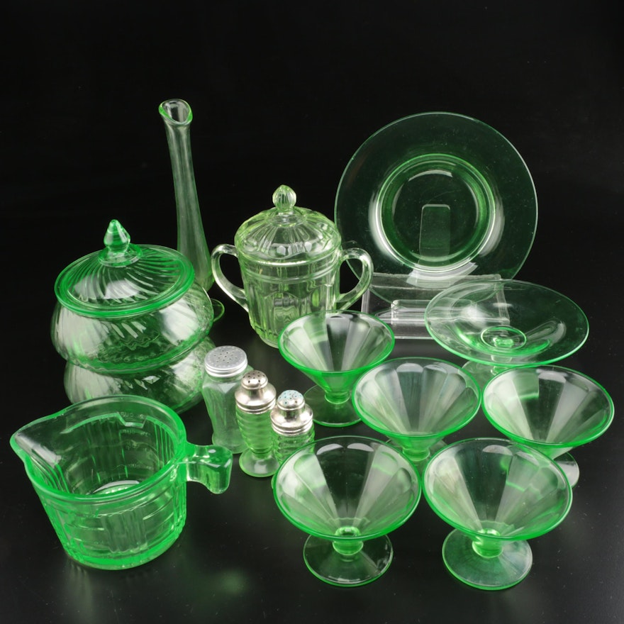 Green Depression Glass Table Accessories