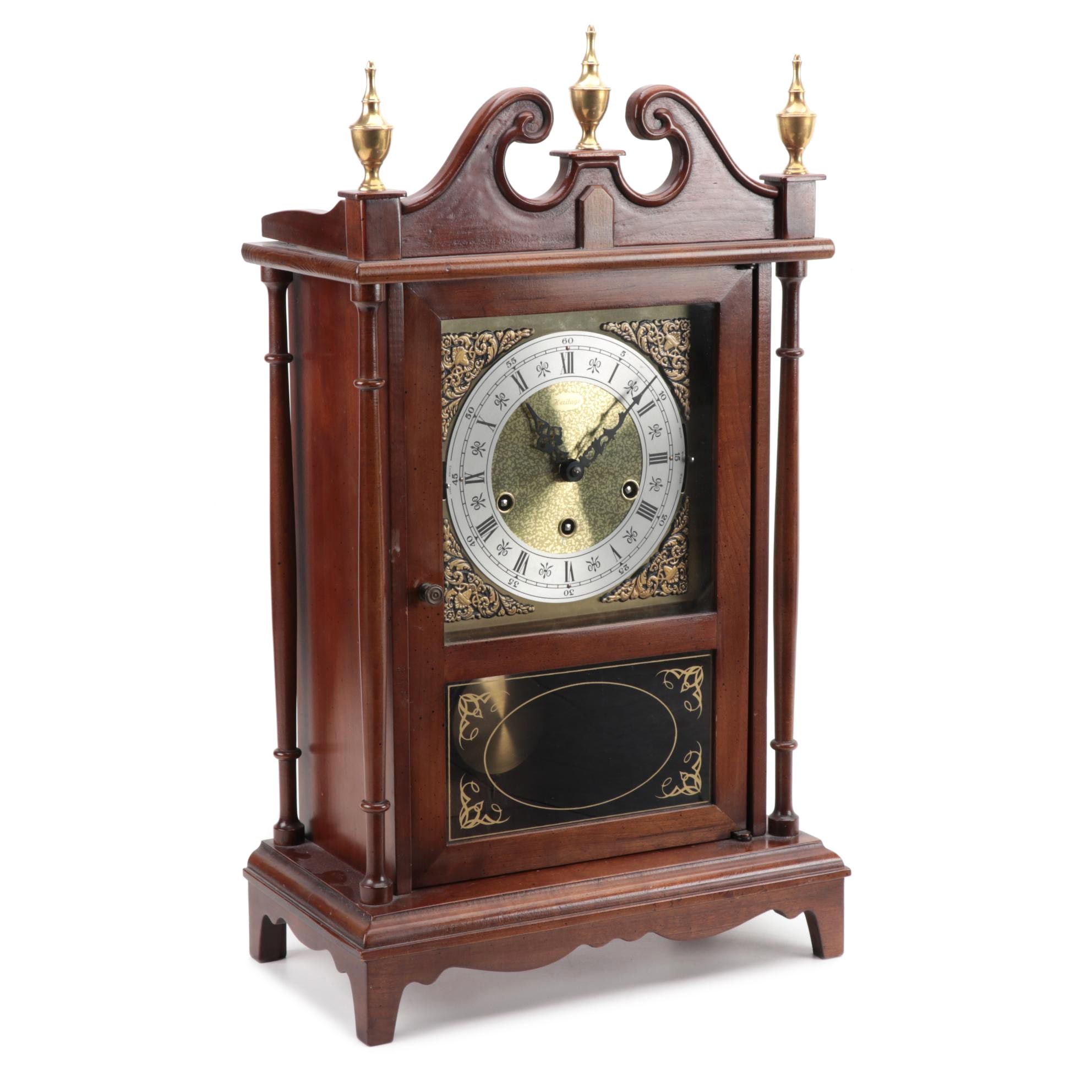 Heritage Clock Co. Bespoke Mahogany Finish Pillar and Scroll Clock