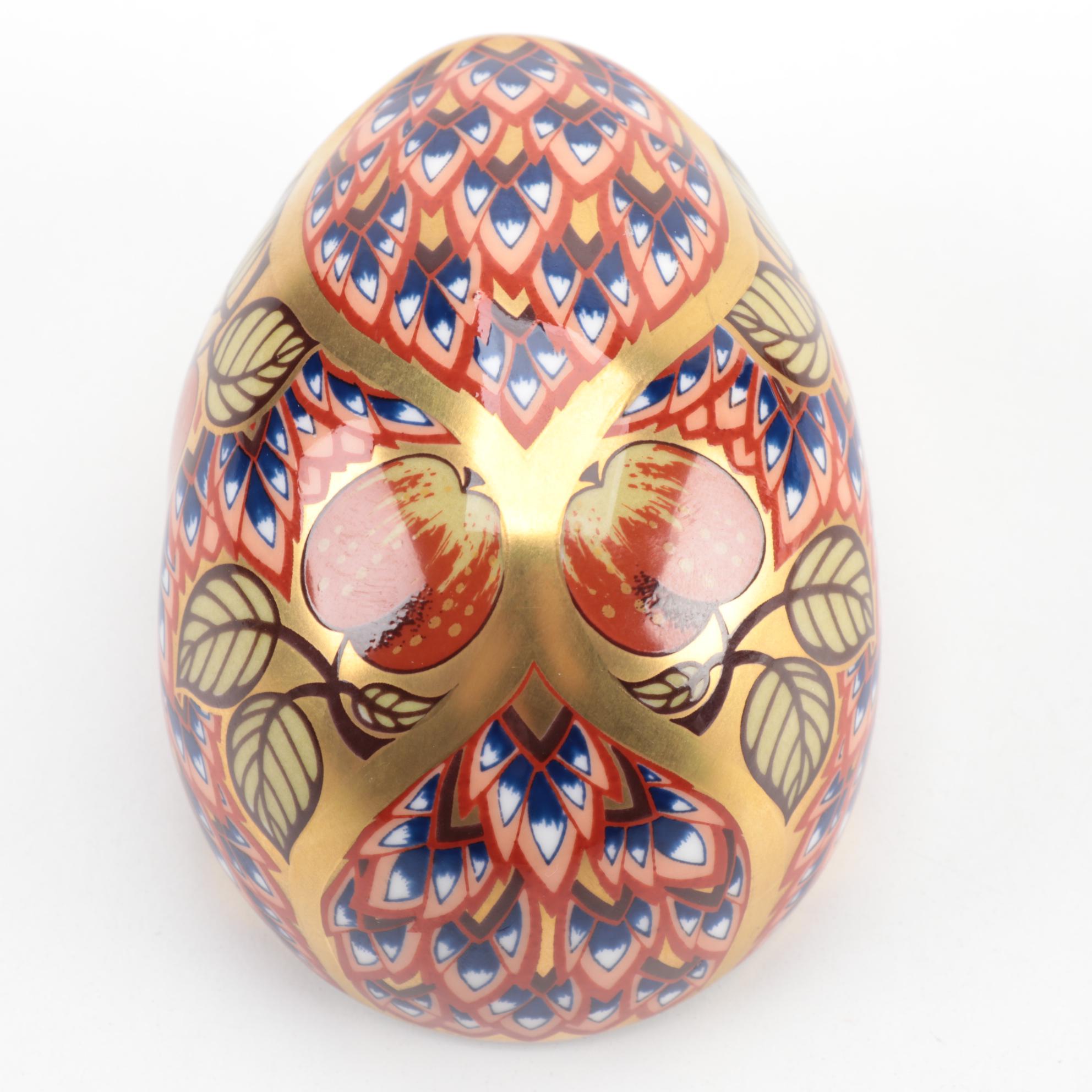 Royal Crown Derby "Orchard Hedgehog" and "Robin Nesting" Paperweights, 1990s