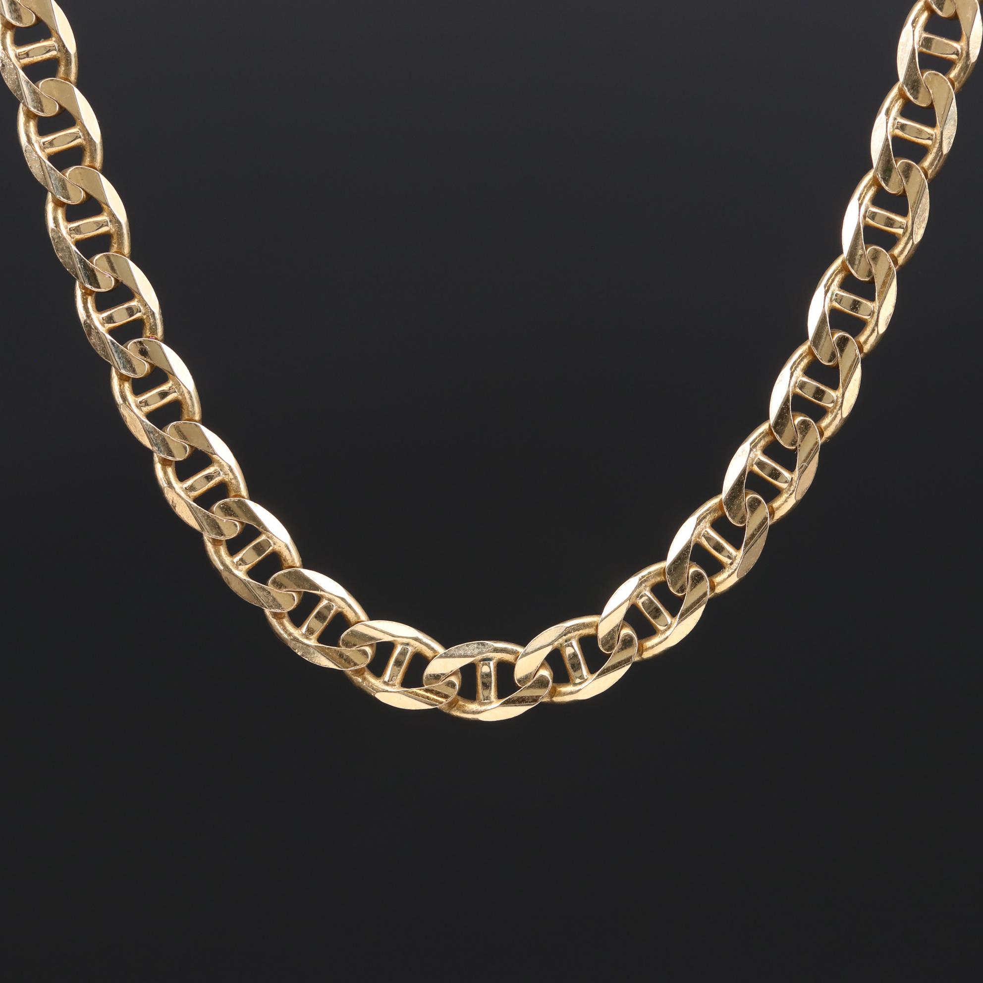14K Yellow Gold Chain Mariner Link Necklace