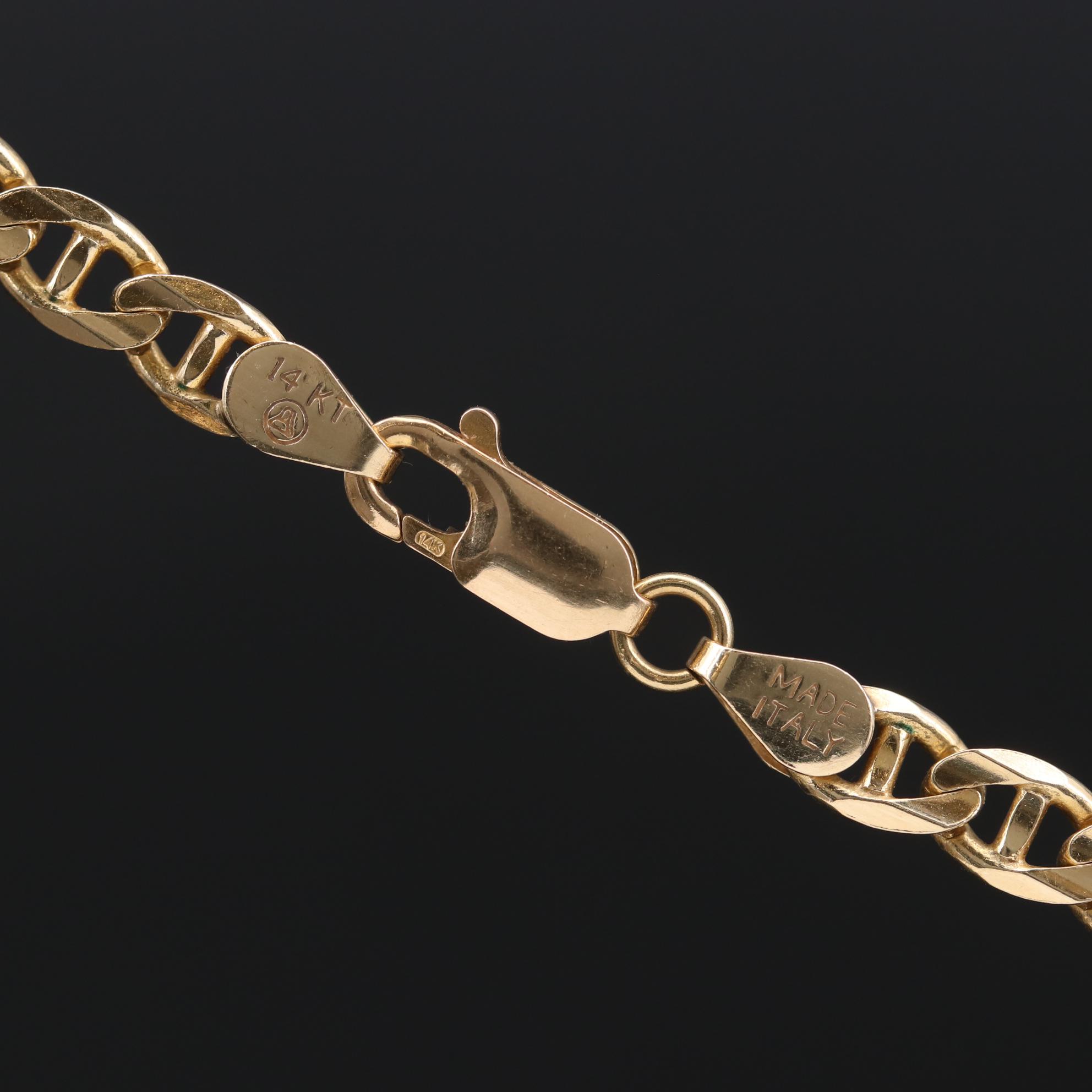 14K Yellow Gold Chain Mariner Link Necklace
