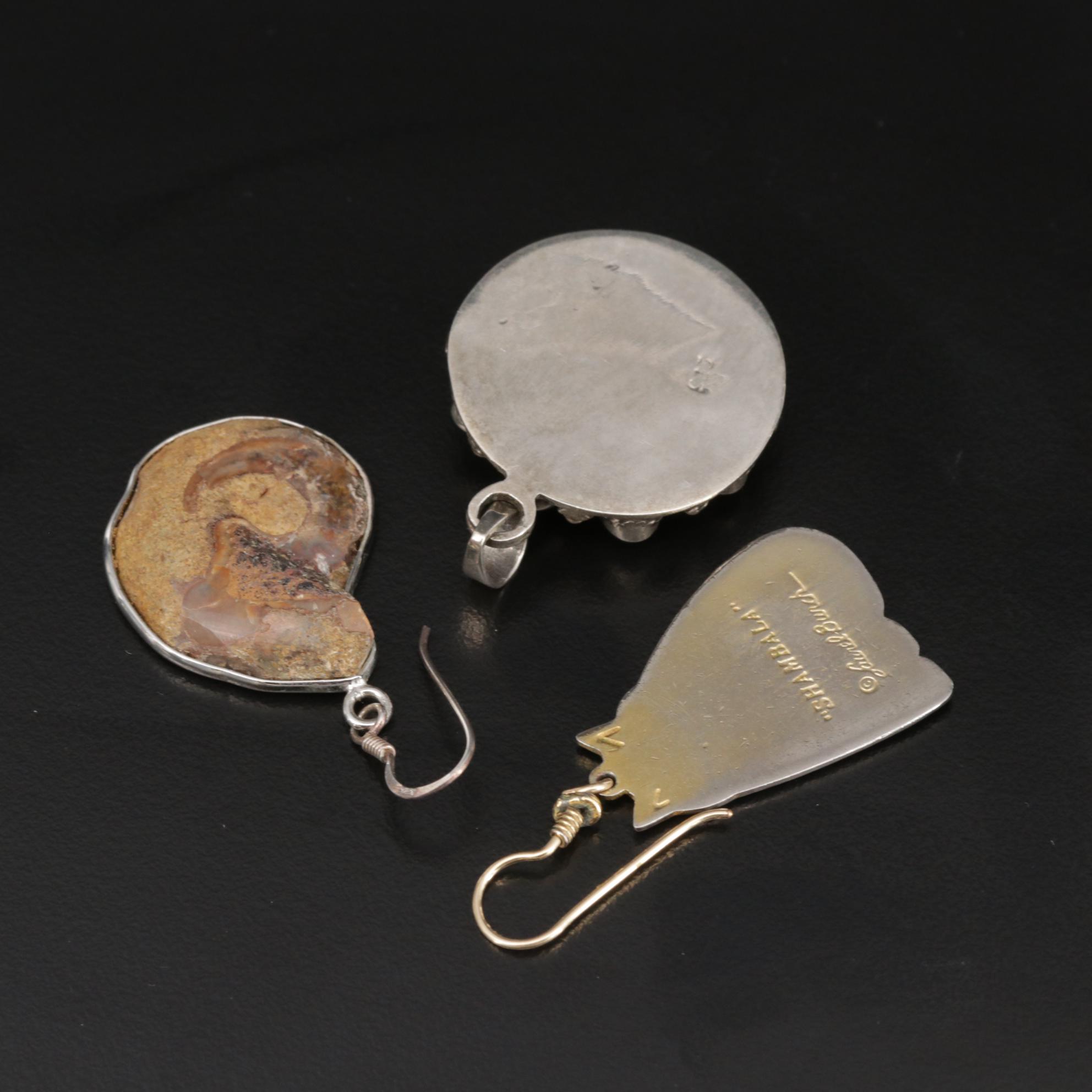 Sterling Ammonite, Black Onyx and Enamel Jewelry Featuring Laurel Burch