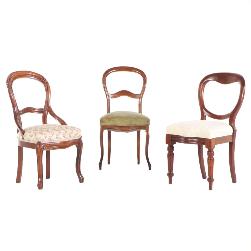 Three Balloon-Back Side Chairs, 19th Century