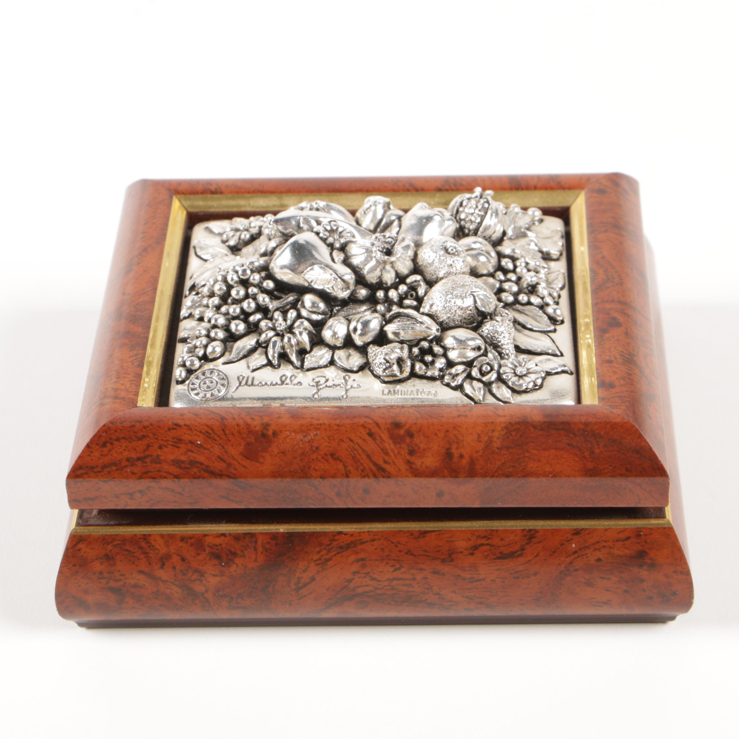 Marcello Giorgio Silver Collection Trinket Box and Wood Accent Zippo Lighters