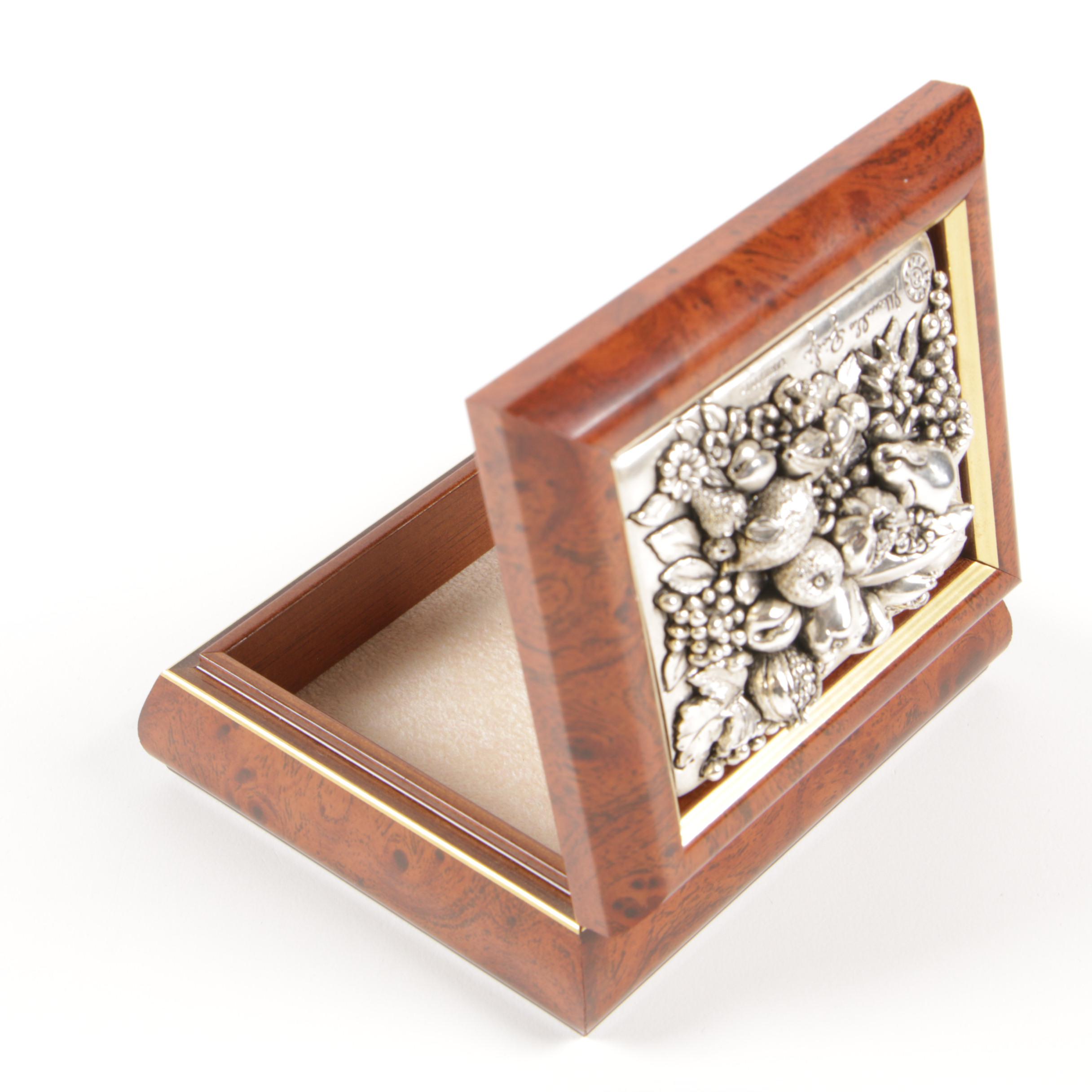 Marcello Giorgio Silver Collection Trinket Box and Wood Accent Zippo Lighters