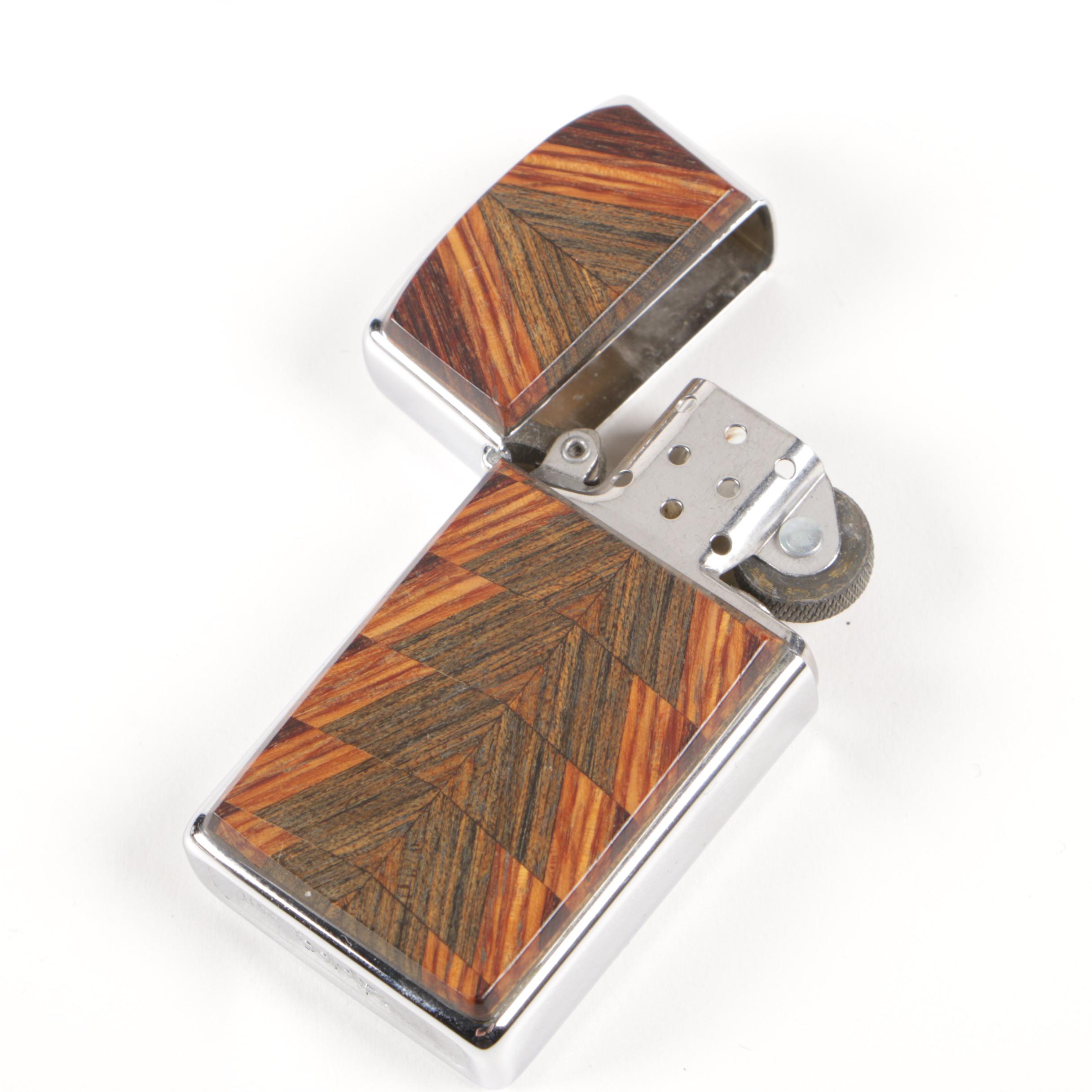 Marcello Giorgio Silver Collection Trinket Box and Wood Accent Zippo Lighters