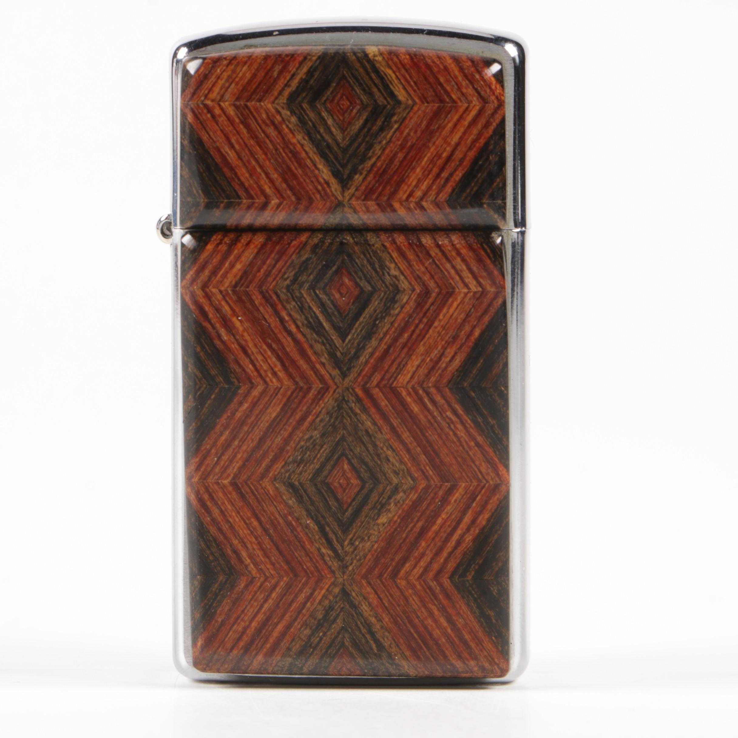 Marcello Giorgio Silver Collection Trinket Box and Wood Accent Zippo Lighters