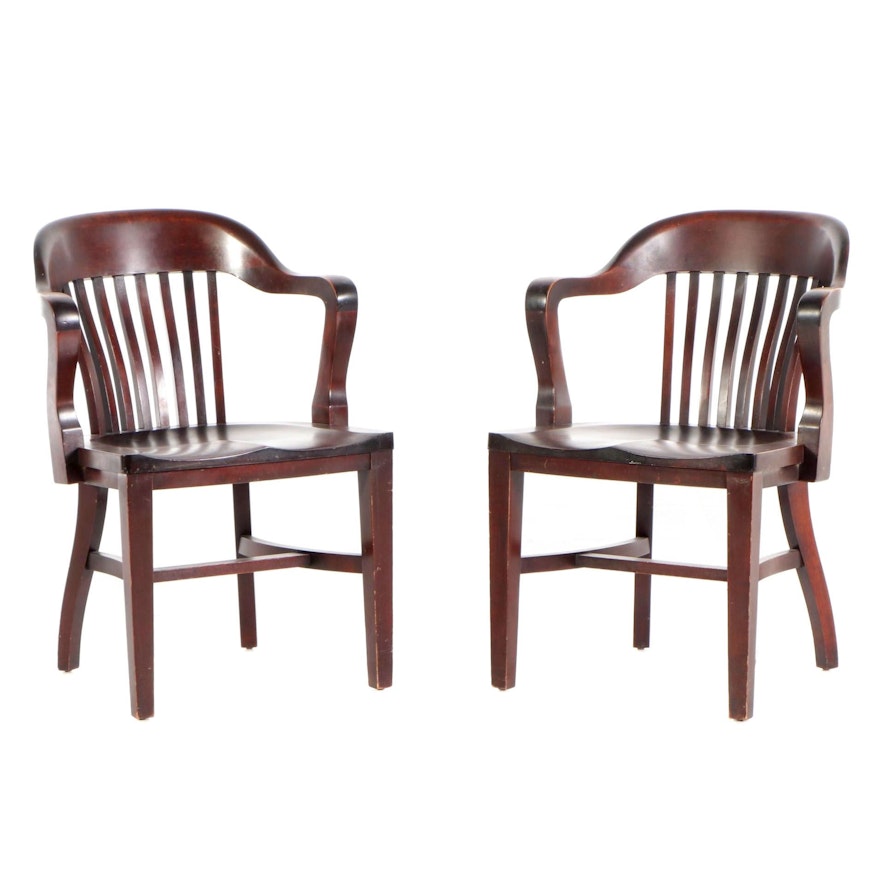 B.L. Marble Company Pair of Birch "Bankers" Arm Chairs, Early 20th Century