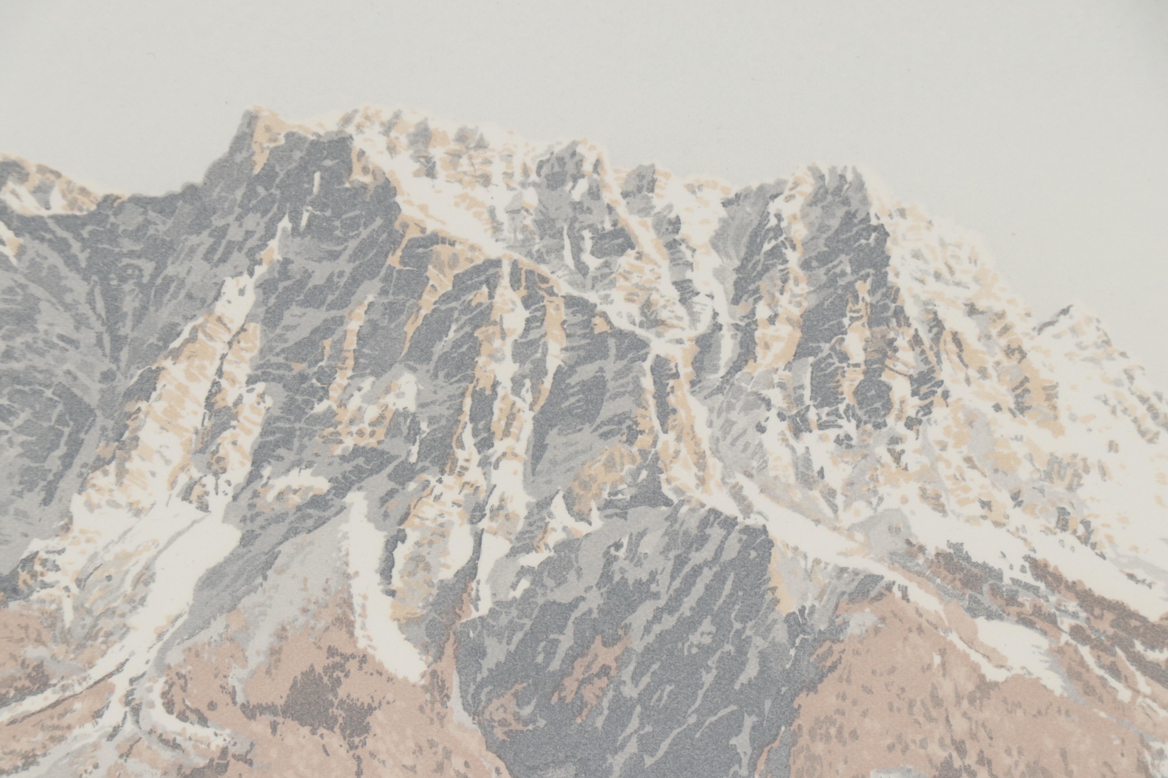 Hans Figura Etching with Aquatint of Austrian Mountain Village