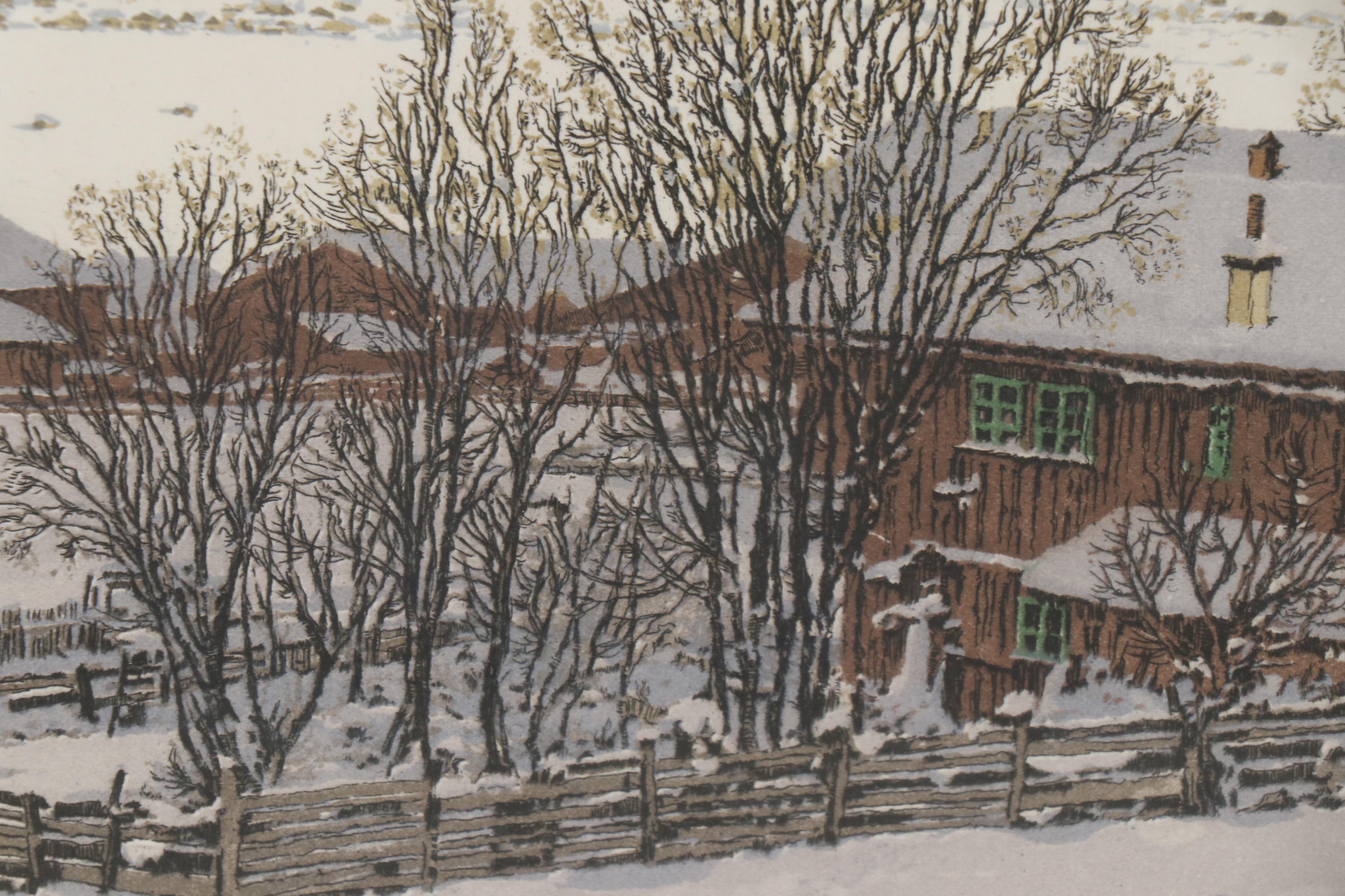 Hans Figura Etching with Aquatint of Austrian Mountain Village