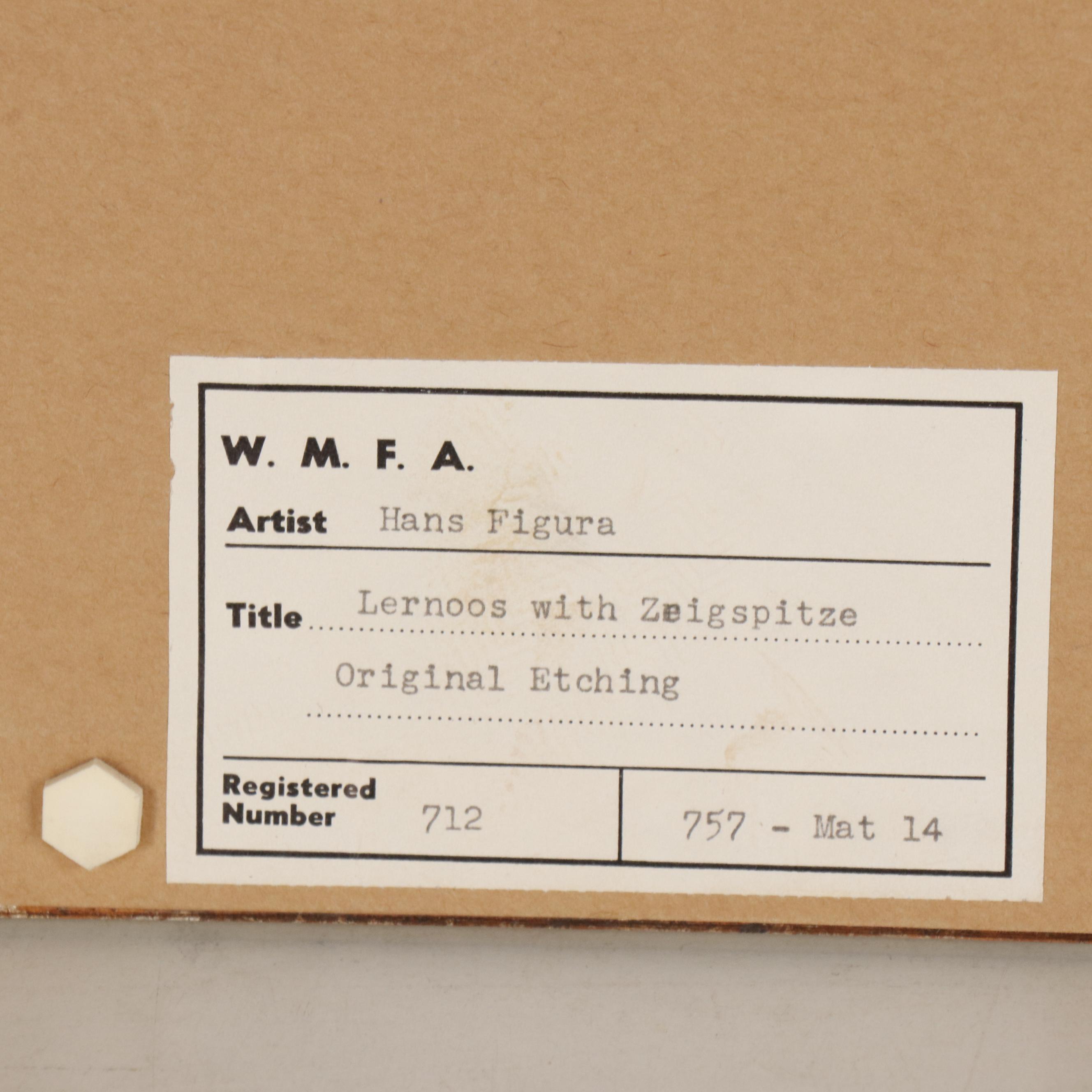 Hans Figura Etching with Aquatint of Austrian Mountain Village