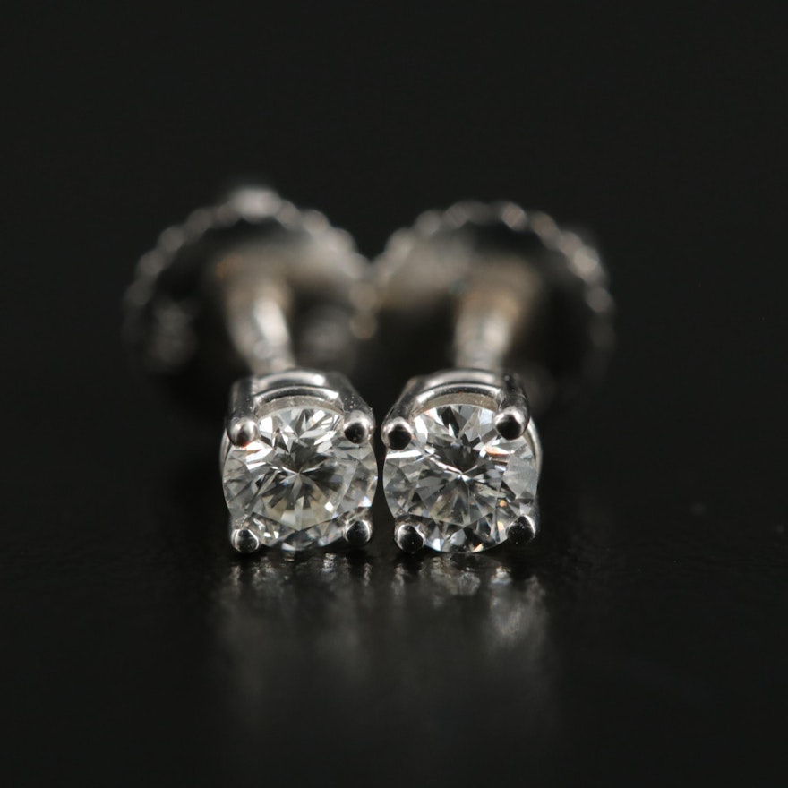 18K White Gold 0.28 CTW Diamond Solitaire Stud Earrings