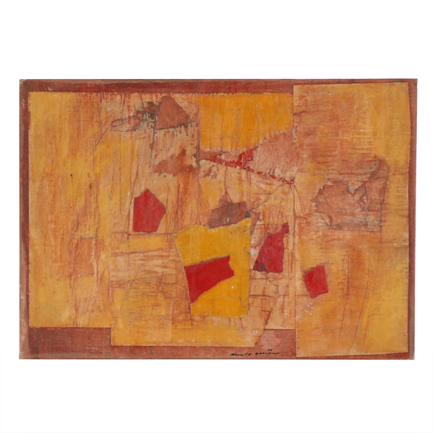 Ronald Ahlström Abstract Mixed Media Collage, 1973