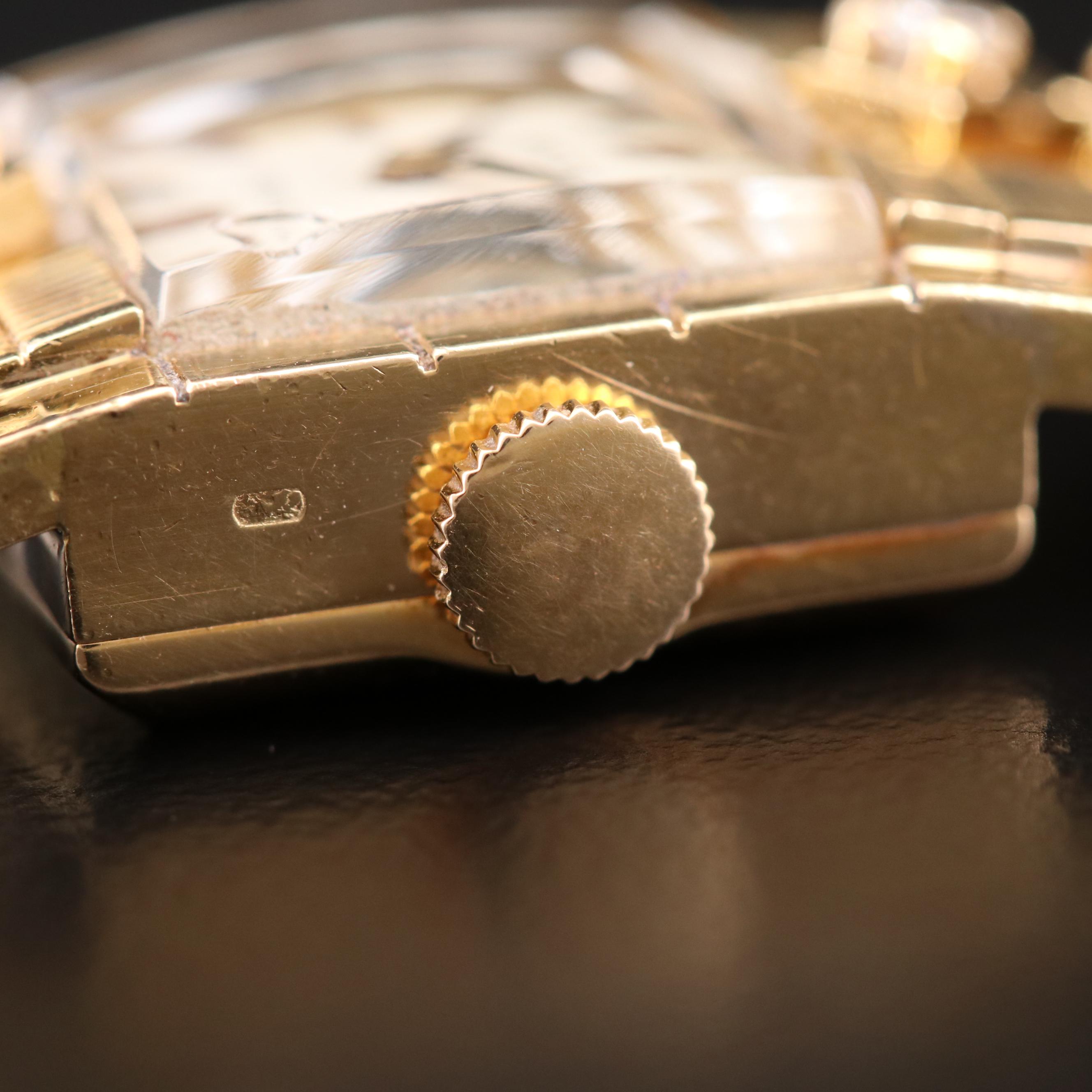 Vintage Rolex "Serpico" Y Laino Dial 18K Gold and Gemstone Stem Wind Watch