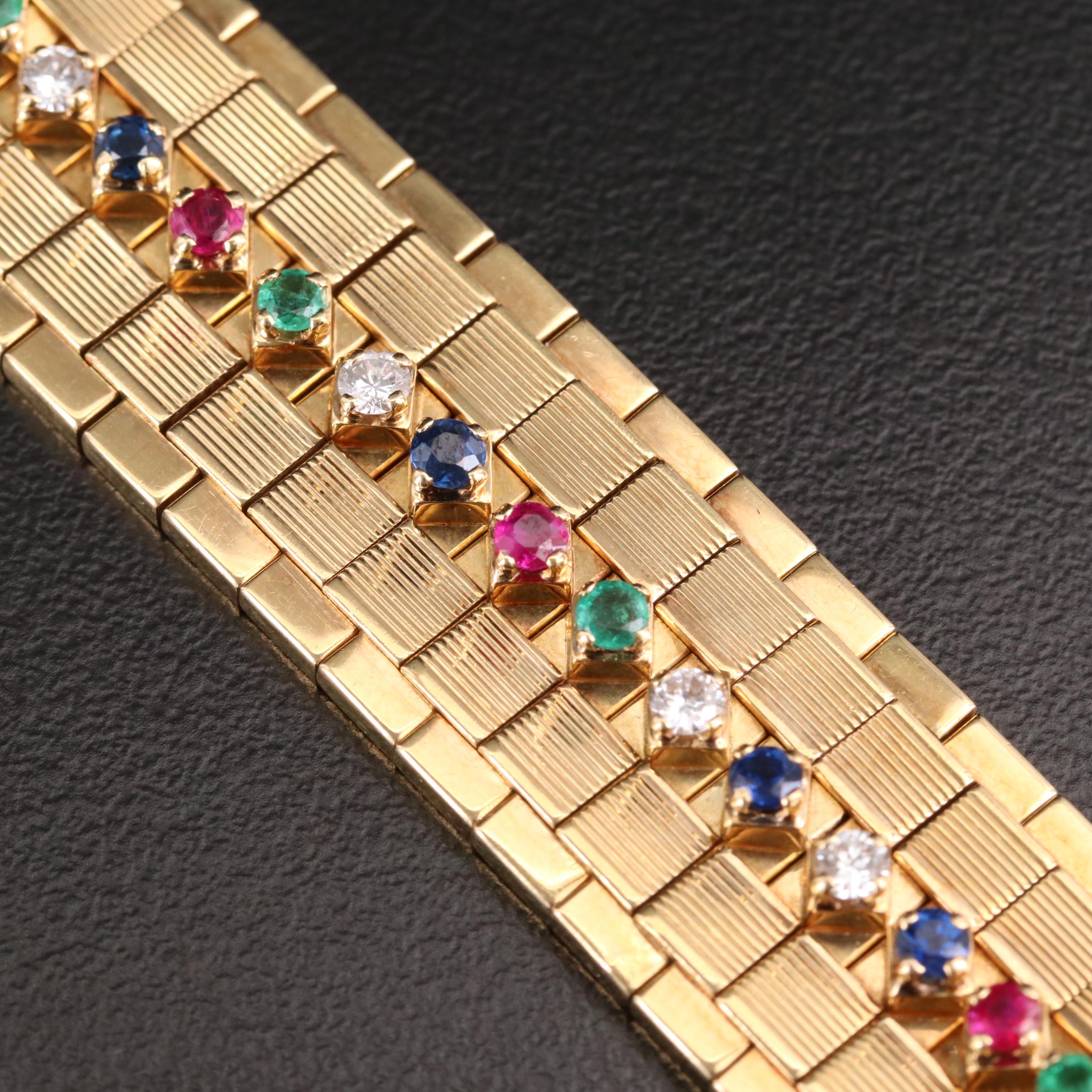 Vintage Rolex "Serpico" Y Laino Dial 18K Gold and Gemstone Stem Wind Watch