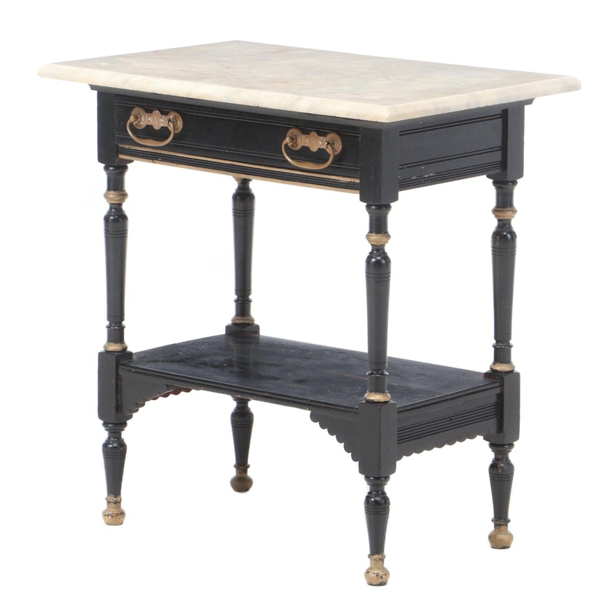 Victorian Eastlake Marble-Top Side Table, Late 19th Century