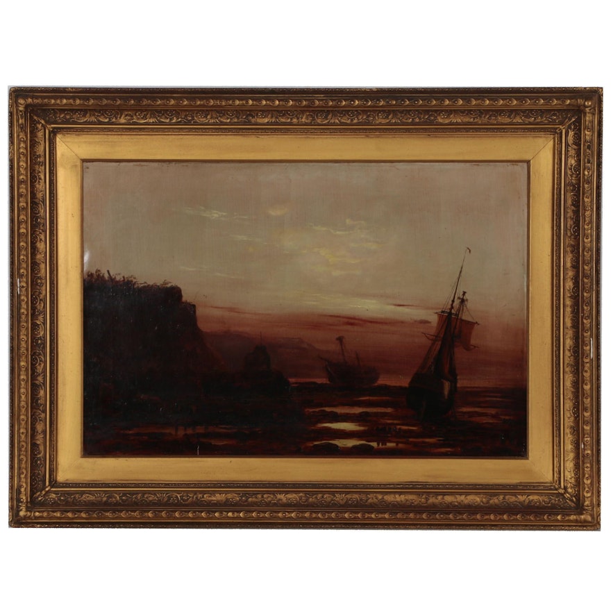 Tonalist Oil Painting of Harbor Scene