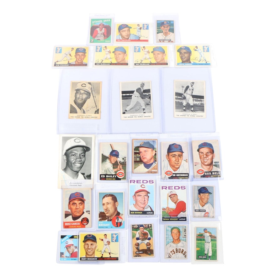 1950s-1960s Kahn's, Bowman, and Topps Cincinnati Reds Baseball Cards