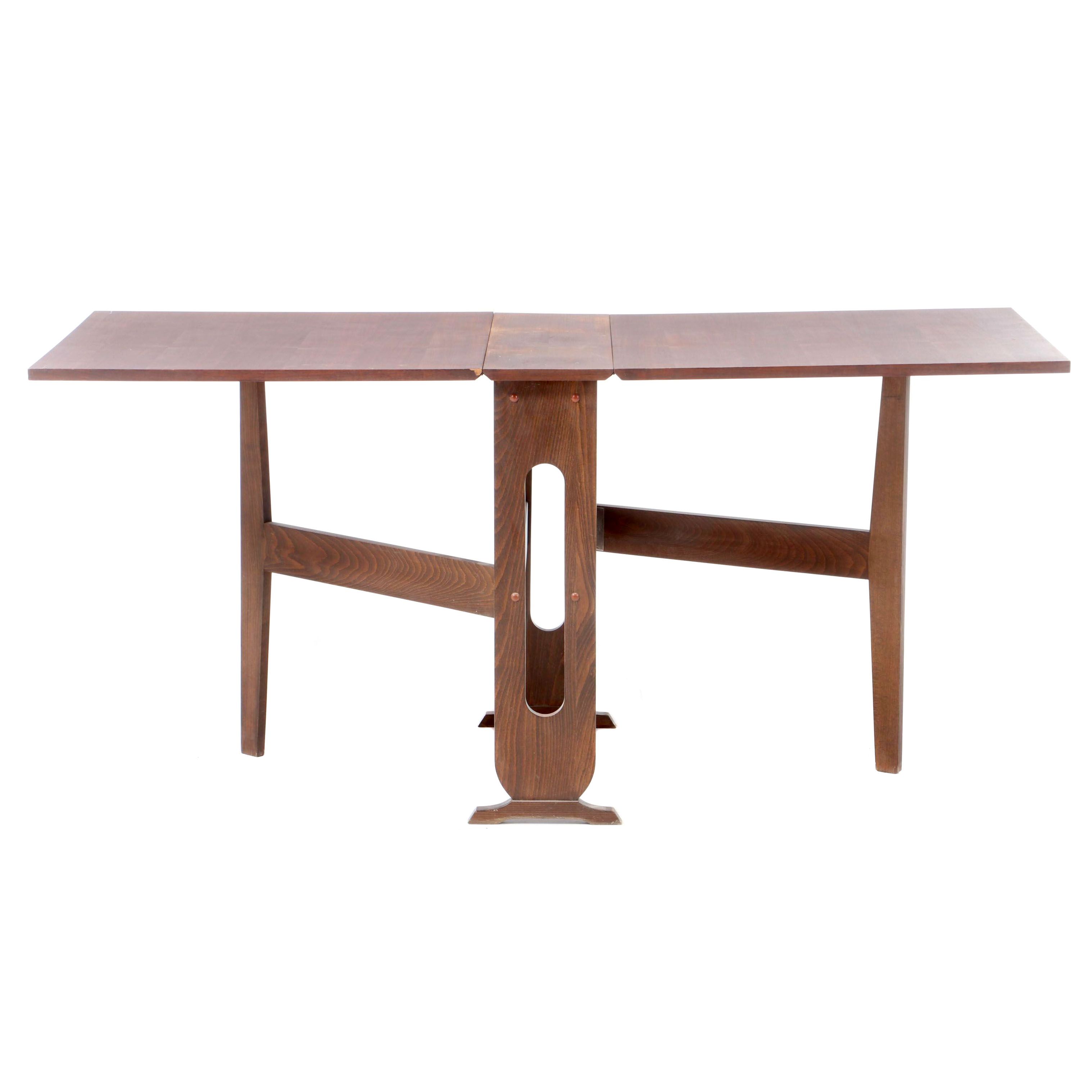 Mid Century Modern Narrow Drop-Leaf Dining Table