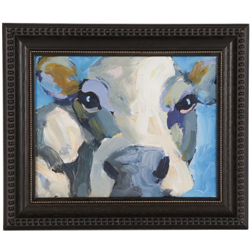 Elle Raines Oil Portrait of Cow