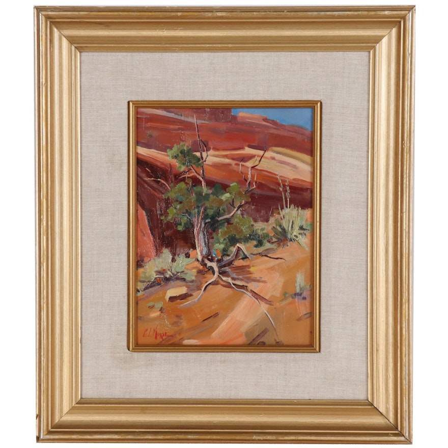 C. Leroy Morse Oil Painting of Western Landscape