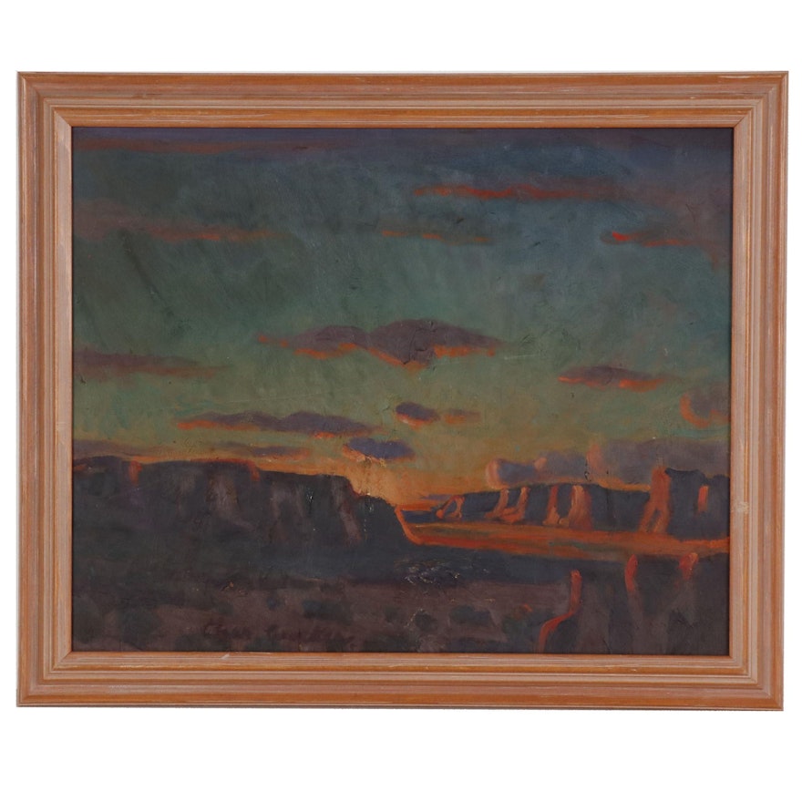 Western Landscape Oil Painting, Late 20th Century