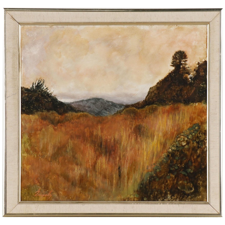 Oil Landscape of Autumnal Hills, Signed Grigsby