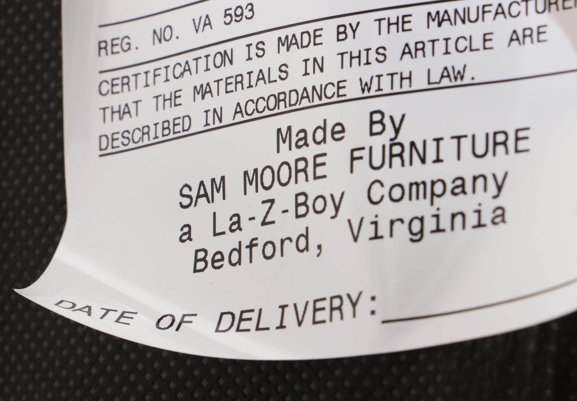 Sam Moore Art Deco Style Upholstered Chair and Ottoman, Late 20th Century