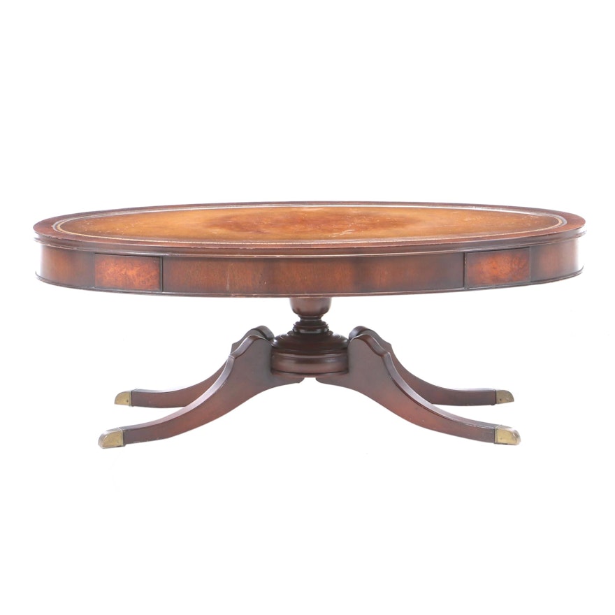Regency Style Mahogany Coffee Table with Leather Top, circa 1950