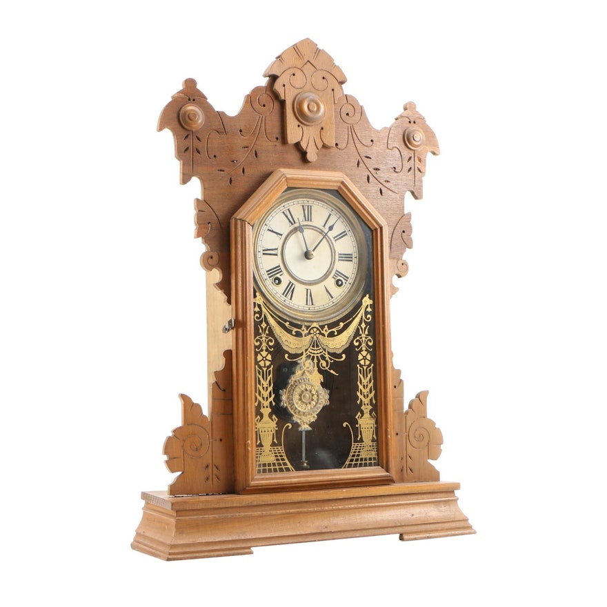 Sessions Shelf 8 Day Time and Strike Gingerbread Mantle Clock, Early 20th C.